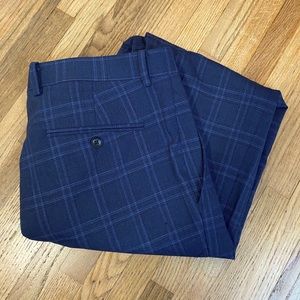 Alfani Slim Fit Plaid Navy Dress Pants